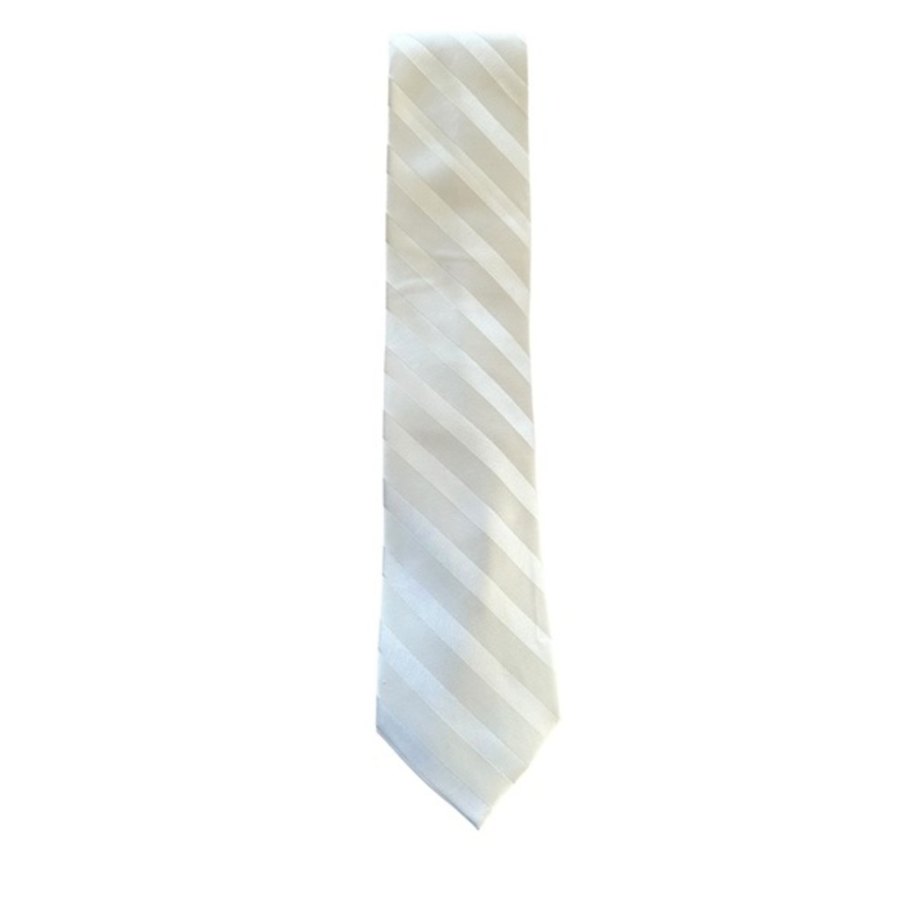 Croft & Barrow Polyester Mens Striped Tie - White - Preppy - Spring